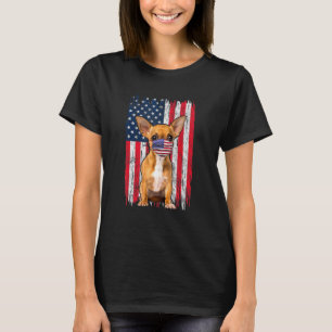 Chihuahua American Flag Dog Wears Face Mask 4th Of T-Shirt