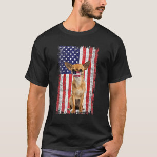 Chihuahua American Flag Dog Wears Face Mask 4th Of T-Shirt