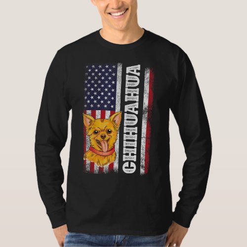 Chihuahua American Flag Pup Puppy Pet Dog   Dog Ow T_Shirt