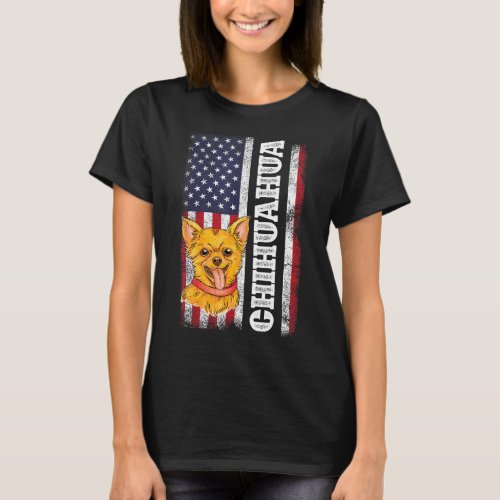 Chihuahua American Flag Pup Puppy Pet Dog   Dog Ow T_Shirt