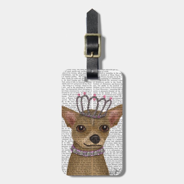 Chihuahua And Tiara Luggage Tag (Front Vertical)
