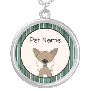 Chihuahua Angel Dogs Keepsake Name Necklace Silver