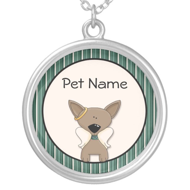 Chihuahua Angel Dogs Keepsake Name Necklace Silver (Front)