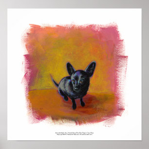 Chihuahua art cute black dog original painting poster