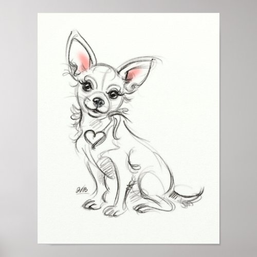 Chihuahua Art print  Quick sketch