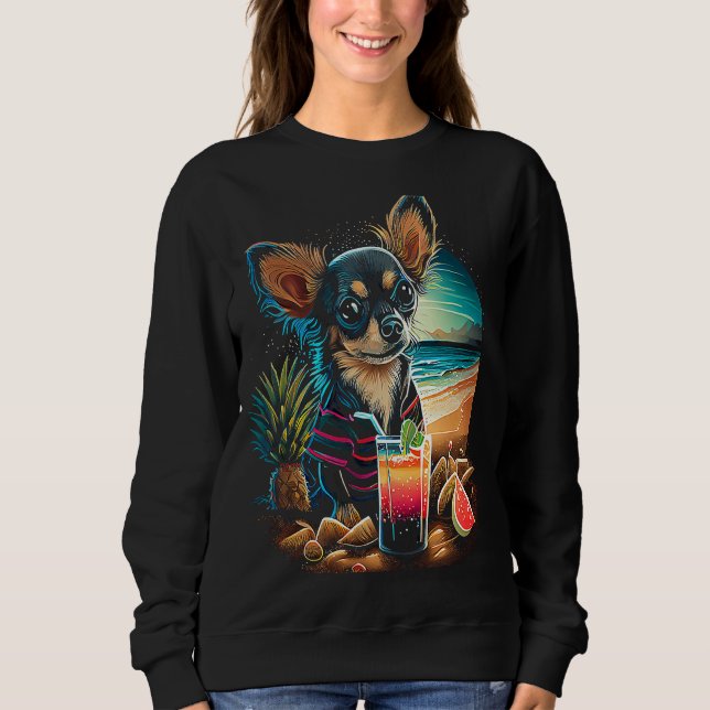 Chihuahua at the beach Summer Vacation Sweatshirt (Front)