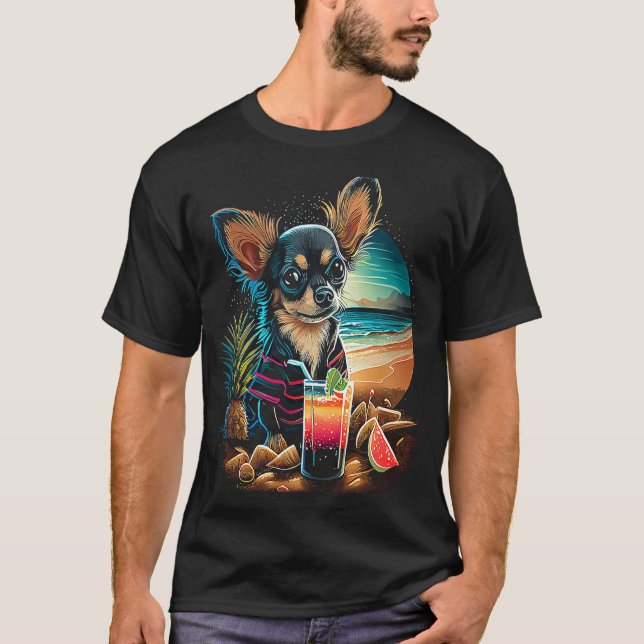Chihuahua at the beach Summer Vacation T-Shirt (Front)