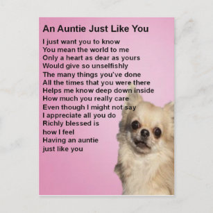 Chihuahua  Auntie Poem Postcard