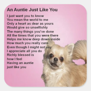 Chihuahua  Auntie Poem Square Sticker