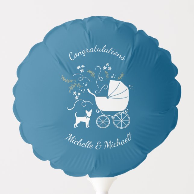 Chihuahua Baby Shower Blue Boy Dog Balloon (Front)