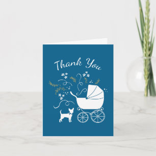 Chihuahua Baby Shower Blue Boy Dog Letterpress Thank You Card