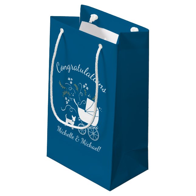 Chihuahua Baby Shower Blue Boy Dog Small Gift Bag (Back Angled)