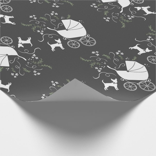 Chihuahua Baby Shower Wrapping Paper (Corner)