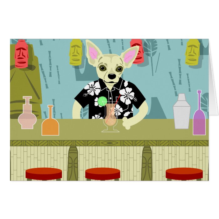 Chihuahua Bamboo Tiki Bar Cards