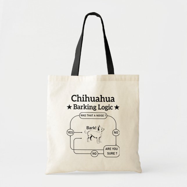 Chihuahua Barking Logic Funny Dog Puppy Sarcastic Tote Bag (Front)