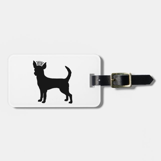Chihuahua Basic Black Crown Silhouette Luggage Tag (Front Horizontal)