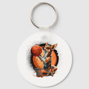 Chihuahua Basketball Player Sport Dunk Keychain
