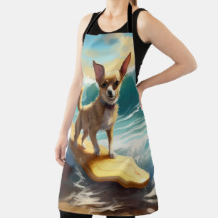 Chihuahua Beach Surfing Painting Apron