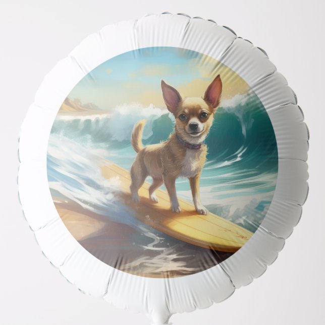 Chihuahua Beach Surfing Painting  Balloon (Front)