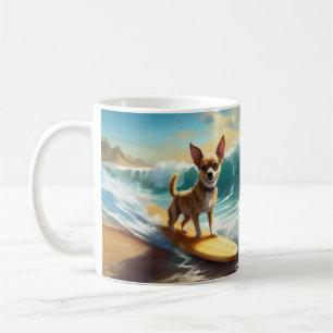 Chihuahua Beach Surfing Painting Coffee Mug