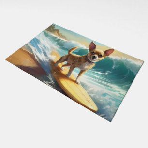 Chihuahua Beach Surfing Painting  Doormat