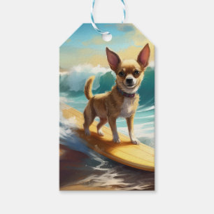 Chihuahua Beach Surfing Painting Gift Tags