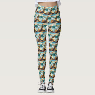 Chihuahua Beach Surfing Painting Leggings