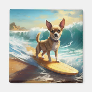 Chihuahua Beach Surfing Painting  Magnet