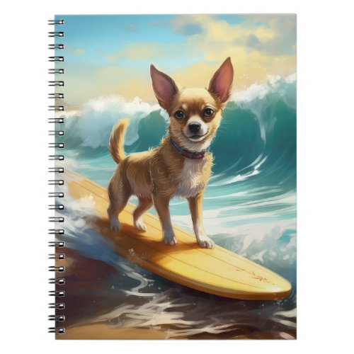 Chihuahua Beach Surfing Painting  Notebook