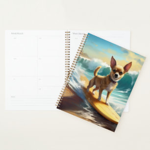 Chihuahua Beach Surfing Painting  Planner