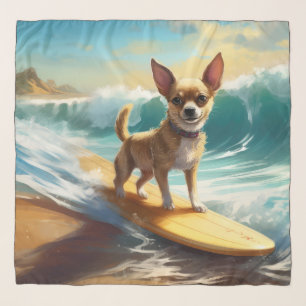 Chihuahua Beach Surfing Painting  Scarf