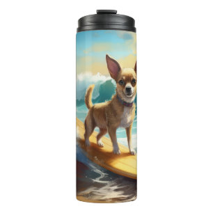 Chihuahua Beach Surfing Painting Thermal Tumbler
