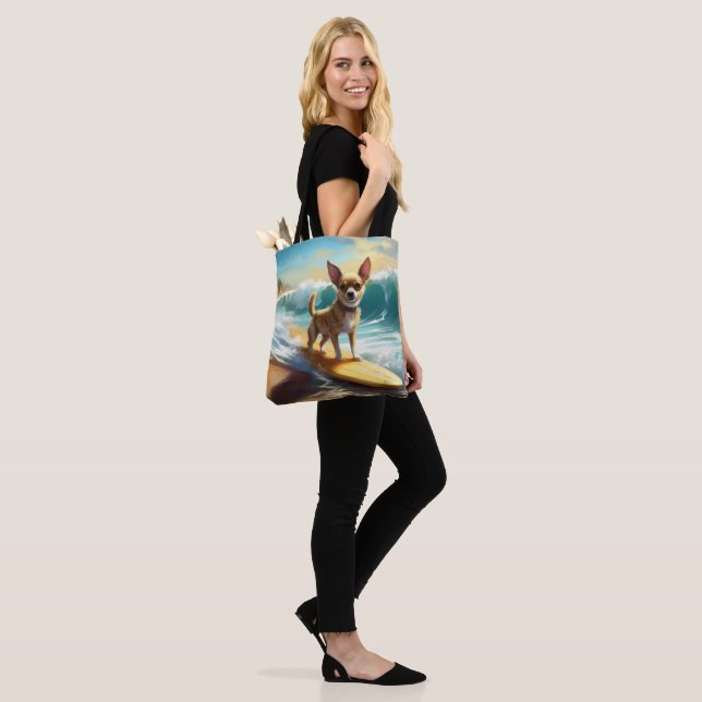 Chihuahua Beach Surfing Painting  Tote Bag (On Model)