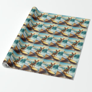 Chihuahua Beach Surfing Painting Wrapping Paper