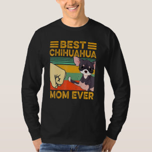 Chihuahua Best Dog Mom Ever Retro Sunset T-Shirt