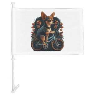 Chihuahua Bike Bicycle Dog Cycling Car Flag