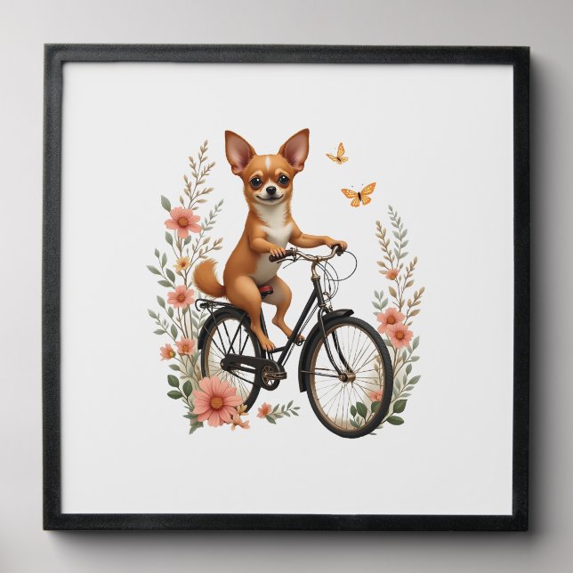 Chihuahua  Bike  Bicycle  Dog  Cycling  Peel And Stick Photo Tile (Front Set)
