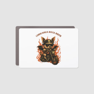 Chihuahua Biker Dog on Motorcycle with Flames Car Magnet