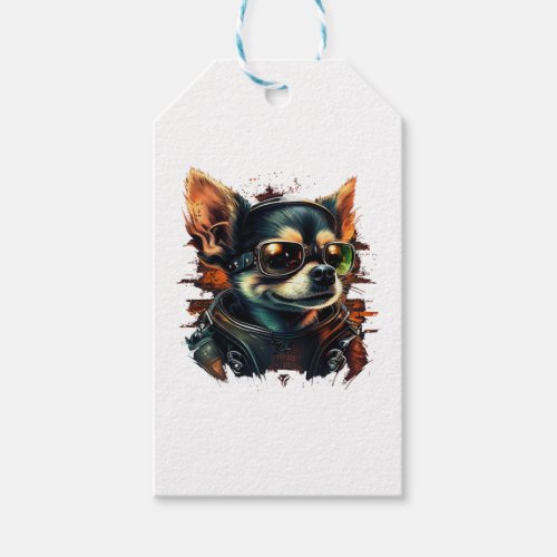 Chihuahua  Biker  Motorcyle  Riding  Dog  Dad  Gift Tags