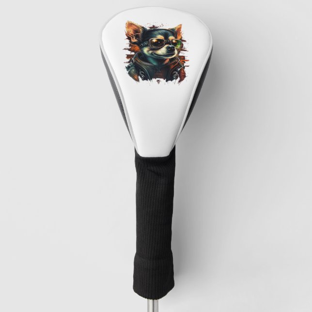 Chihuahua  Biker  Motorcyle  Riding  Dog  Dad  Golf Head Cover (Front)