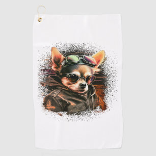 Chihuahua  Biker  Motorcyle  Riding  Dog  Dad Golf Towel