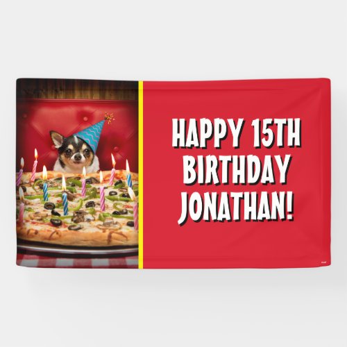 Chihuahua Birthday Pizza Pie Banner