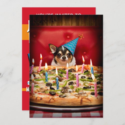 Chihuahua Birthday Pizza Pie Invitation