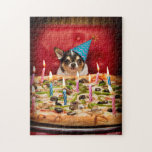 Chihuahua Birthday Pizza Pie Jigsaw Puzzle at Zazzle