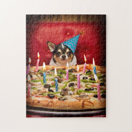 Chihuahua Birthday Pizza Pie Jigsaw Puzzle