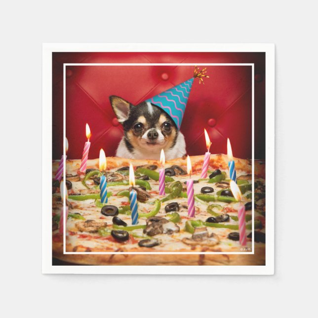 Chihuahua Birthday Pizza Pie Napkins (Front)
