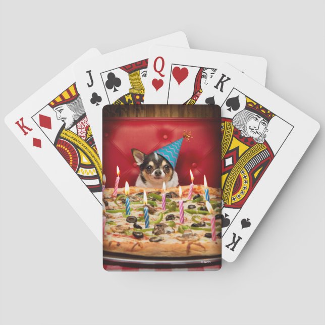 Chihuahua Birthday Pizza Pie Poker Cards (Back)