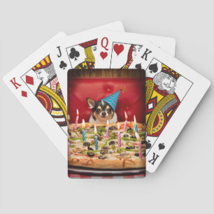 Chihuahua Birthday Pizza Pie Poker Cards