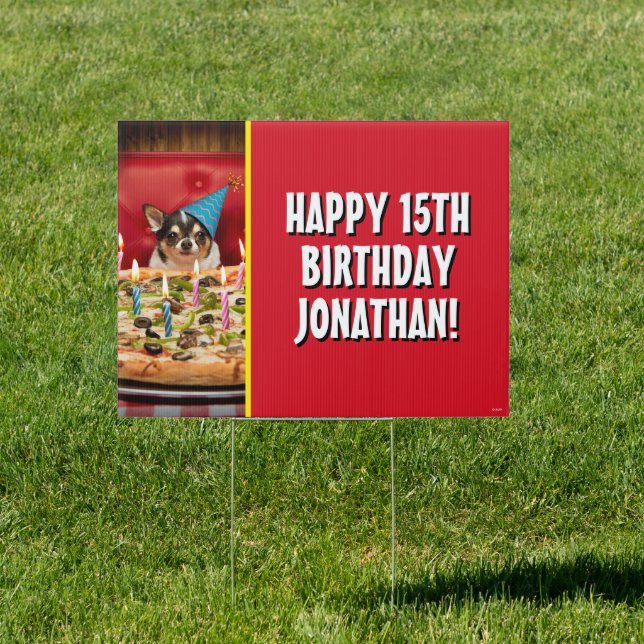 Chihuahua Birthday Pizza Pie Sign (Insitu)