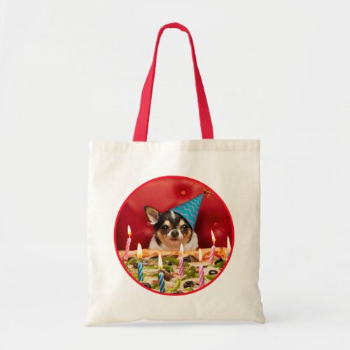 Chihuahua Birthday Pizza Pie Tote Bag